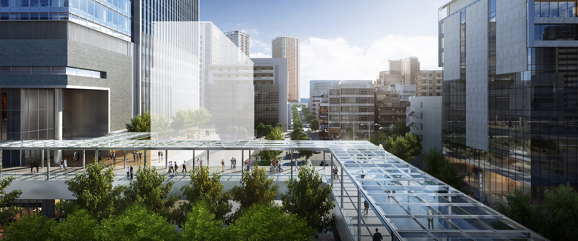 CG rendering of the completed access route to/from Tamachi Station
